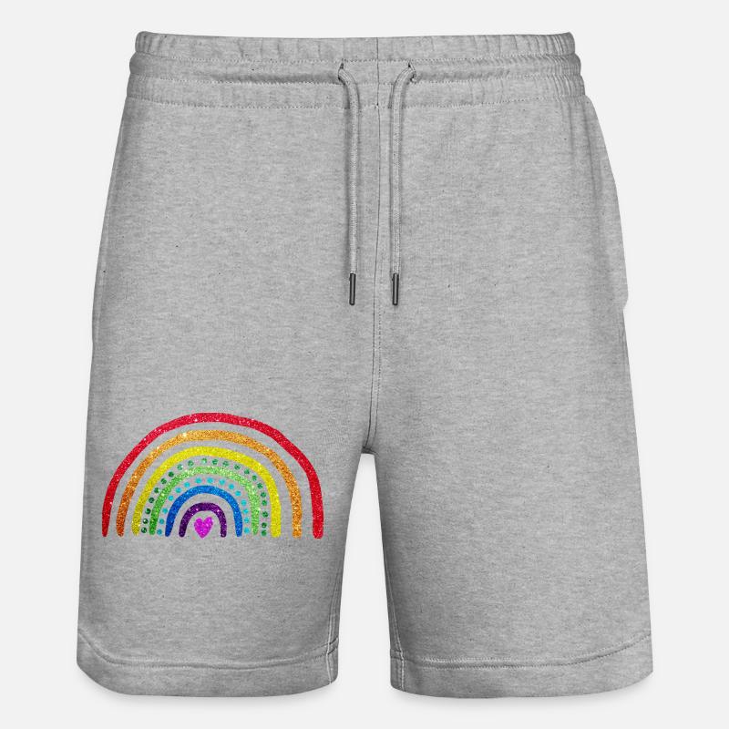 Arc en ciel paillettes - Short de jogging bio TRAINER Stanley/Stella unisexe - gris chiné