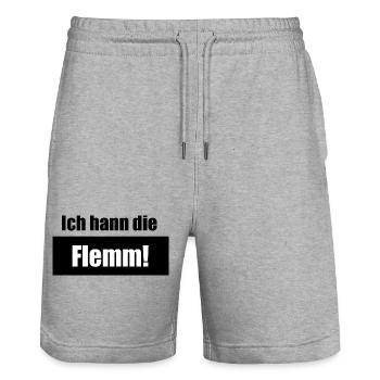  Saarländisch Dialekt T-shirt Saarland - Stanley/Stella Unisex Bio Joggingshorts Trainer  - Grau meliert - Vorne - Nik (191cm) & Marisol (170cm)
