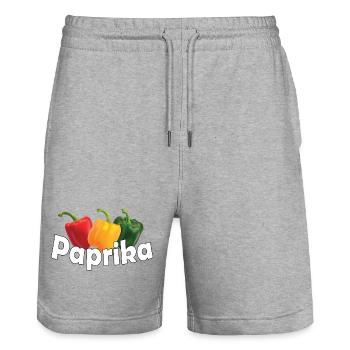 Paprika - Short de jogging bio TRAINER Stanley/Stella unisexe - gris chiné - Devant - Nik (191cm) & Marisol (170cm)