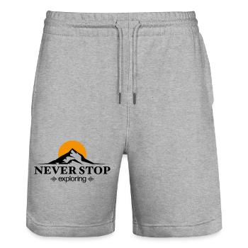 Gifts for adventurers - Stanley/Stella Trainer Unisex Organic Jogging Shorts - heather grey - Front - Nik (191cm) & Marisol (170cm)