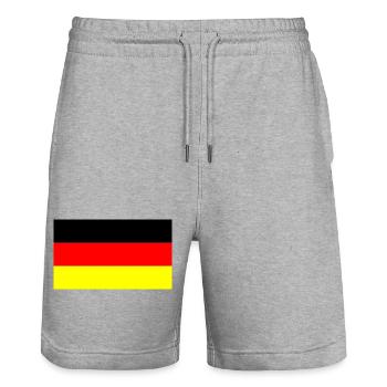 Allemagne couleurs noir rouge or - Short de jogging bio TRAINER Stanley/Stella unisexe - gris chiné - Devant - Nik (191cm) & Marisol (170cm)