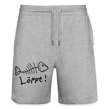Fischgräte Löppt Läuft Plattdeutsch - Stanley/Stella Unisex Bio Joggingshorts Trainer  - Grau meliert - Vorne - Nik (191cm) & Marisol (170cm)