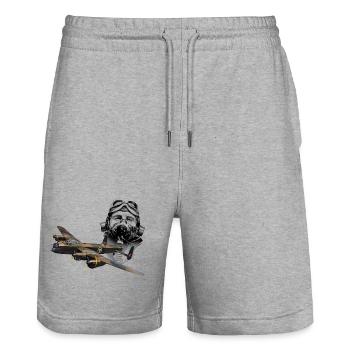 Pilot Lankaster - Stanley/Stella Trainer Unisex Organic Jogging Shorts - heather grey - Front - Nik (191cm) & Marisol (170cm)