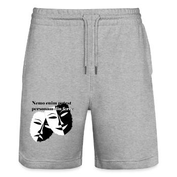 Latein Sprüche Masken Rom Geschenkidee witzig - Stanley/Stella Unisex Bio Joggingshorts Trainer  - Grau meliert - Vorne - Nik (191cm) & Marisol (170cm)