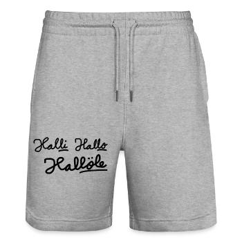Halli Hallo Hallöle - Stanley/Stella Unisex Bio Joggingshorts Trainer  - Grau meliert - Vorne - Nik (191cm) & Marisol (170cm)