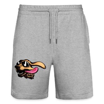 Dog Dogs - Stanley/Stella Trainer Unisex Organic Jogging Shorts - heather grey - Front - Nik (191cm) & Marisol (170cm)