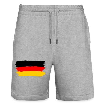 Drapeau de l’Allemagne ✅ Drapeau de l’Allemagne ✔ - Short de jogging bio TRAINER Stanley/Stella unisexe - gris chiné - Devant - Nik (191cm) & Marisol (170cm)