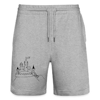 Castle - Stanley/Stella Trainer Unisex Organic Jogging Shorts - heather grey - Front - Nik (191cm) & Marisol (170cm)