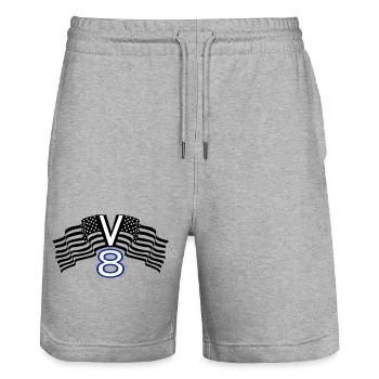 V8,Muscle-Car,Werkstatt,Garage,Auto,Tuning,USA(25) - Stanley/Stella Unisex Bio Joggingshorts Trainer  - Grau meliert - Vorne - Nik (191cm) & Marisol (170cm)