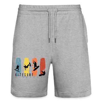 KITESURF - Stanley/Stella Trainer Unisex Organic Jogging Shorts - heather grey - Front - Nik (191cm) & Marisol (170cm)