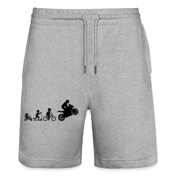ÉVOLUTION DE LA MOTO - Short de jogging bio TRAINER Stanley/Stella unisexe - gris chiné - Devant - Nik (191cm) & Marisol (170cm)