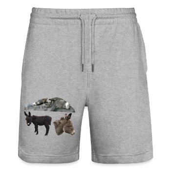 Esel - Stanley/Stella Unisex Bio Joggingshorts Trainer  - Grau meliert - Vorne - Nik (191cm) & Marisol (170cm)