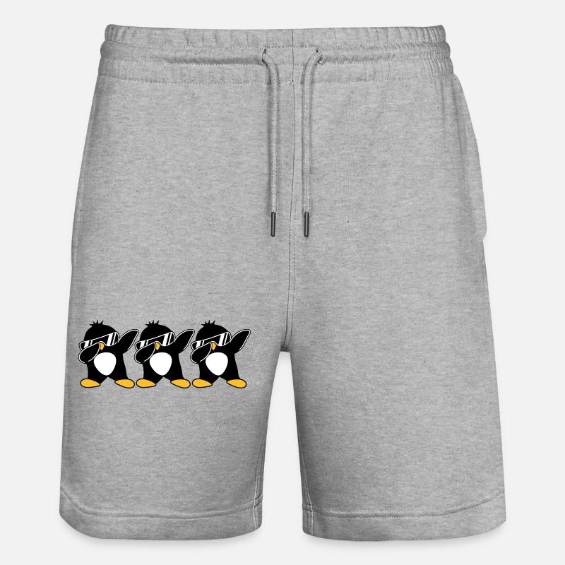 Dab Team Pinguin - Stanley/Stella Unisex Bio Joggingshorts Trainer  - Grau meliert