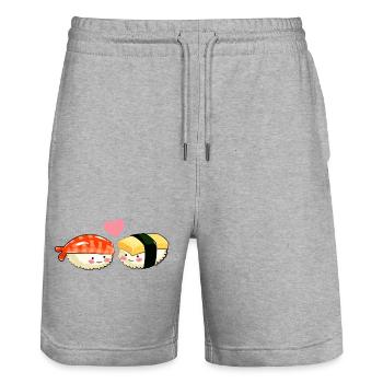 Sushi Kawaii - Stanley/Stella Unisex Bio Joggingshorts Trainer  - Grau meliert - Vorne - Nik (191cm) & Marisol (170cm)
