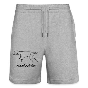 Pudelpointer - Stanley/Stella Unisex Bio Joggingshorts Trainer  - Grau meliert - Vorne - Nik (191cm) & Marisol (170cm)