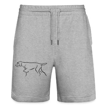 German Pointing dog - Stanley/Stella Trainer Unisex Organic Jogging Shorts - heather grey - Front - Nik (191cm) & Marisol (170cm)
