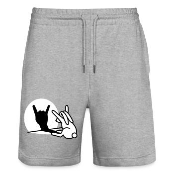 Rabbit Shadow Hand ROCK Music HARD ROCK Fan - Stanley/Stella Trainer Unisex Organic Jogging Shorts - heather grey - Front - Nik (191cm) & Marisol (170cm)