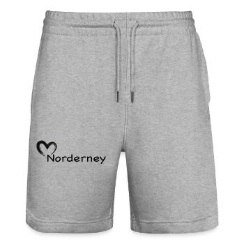Ein Herz für Norderney - Stanley/Stella Unisex Bio Joggingshorts Trainer  - Grau meliert - Vorne - Nik (191cm) & Marisol (170cm)