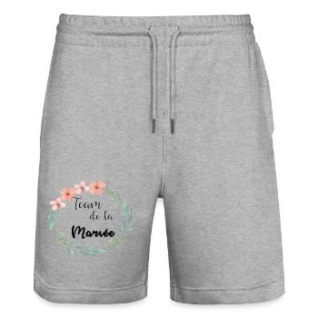 team of the floral flower leaves - Stanley/Stella Trainer Unisex Organic Jogging Shorts - heather grey - Front - Nik (191cm) & Marisol (170cm)
