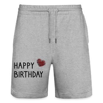 ALLES GUTE ZUM GEBURTSTAG. ALLES GUTE ZUM GEBURTSTAG. - Stanley/Stella Unisex Bio Joggingshorts Trainer  - Grau meliert - Vorne - Nik (191cm) & Marisol (170cm)