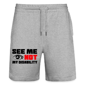 See me, not my disability, wheelchair # - Stanley/Stella Trainer Unisex Organic Jogging Shorts - heather grey - Front - Nik (191cm) & Marisol (170cm)