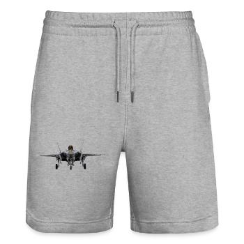 F-35 - Stanley/Stella Trainer Unisex Organic Jogging Shorts - heather grey - Front - Nik (191cm) & Marisol (170cm)