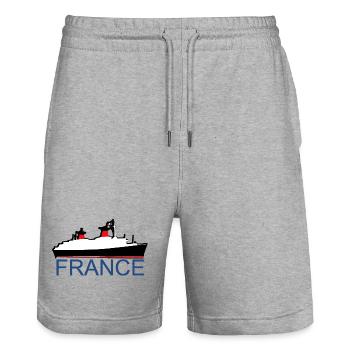 LE PAQUEBOT FRANCE - Short de jogging bio TRAINER Stanley/Stella unisexe - gris chiné - Devant - Nik (191cm) & Marisol (170cm)