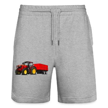 Tractor with trailer - Stanley/Stella Trainer Unisex Organic Jogging Shorts - heather grey - Front - Nik (191cm) & Marisol (170cm)