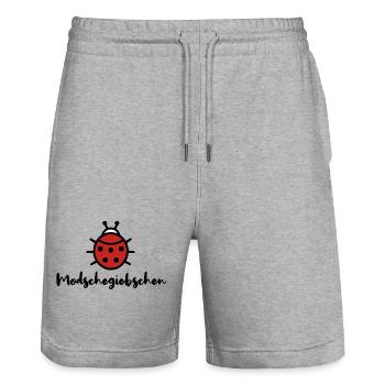 Modschegiebchen Marienkäfer Sächsisch Dialekt - Stanley/Stella Unisex Bio Joggingshorts Trainer  - Grau meliert - Vorne - Nik (191cm) & Marisol (170cm)