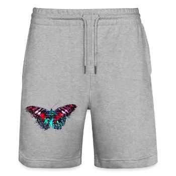 Colorful Butterfly I Love Butterflies I Love - Stanley/Stella Trainer Unisex Organic Jogging Shorts - heather grey - Front - Nik (191cm) & Marisol (170cm)