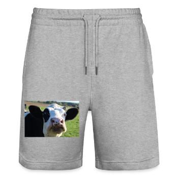 Affiche vache - Short de jogging bio TRAINER Stanley/Stella unisexe - gris chiné - Devant - Nik (191cm) & Marisol (170cm)
