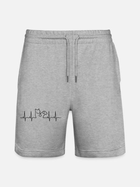 Herzschlag Katze Lineart - Stanley/Stella Unisex Bio Joggingshorts Trainer  - Grau meliert