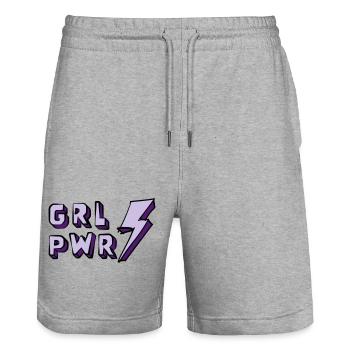 Illustration von Frauenpower und Energie - Stanley/Stella Unisex Bio Joggingshorts Trainer  - Grau meliert - Vorne - Nik (191cm) & Marisol (170cm)