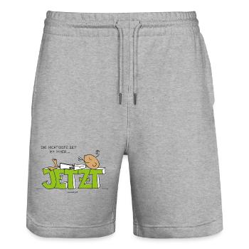 Jetzt - Stanley/Stella Unisex Bio Joggingshorts Trainer  - Grau meliert - Vorne - Nik (191cm) & Marisol (170cm)
