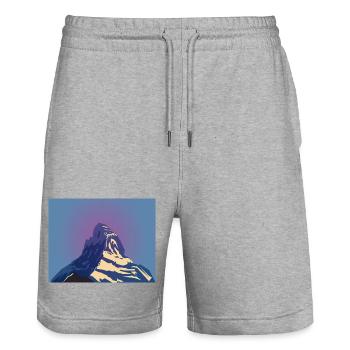 Matterhorn Swiss Mountain - Stanley/Stella Trainer Unisex Organic Jogging Shorts - heather grey - Front - Nik (191cm) & Marisol (170cm)