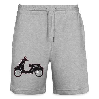 A black scooter with a colored edge - Stanley/Stella Trainer Unisex Organic Jogging Shorts - heather grey - Front - Nik (191cm) & Marisol (170cm)