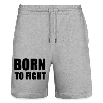 Geboren um zu kämpfen - Stanley/Stella Unisex Bio Joggingshorts Trainer  - Grau meliert - Vorne - Nik (191cm) & Marisol (170cm)