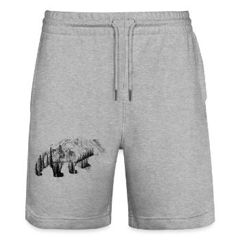 Bear forest - Stanley/Stella Trainer Unisex Organic Jogging Shorts - heather grey - Front - Nik (191cm) & Marisol (170cm)