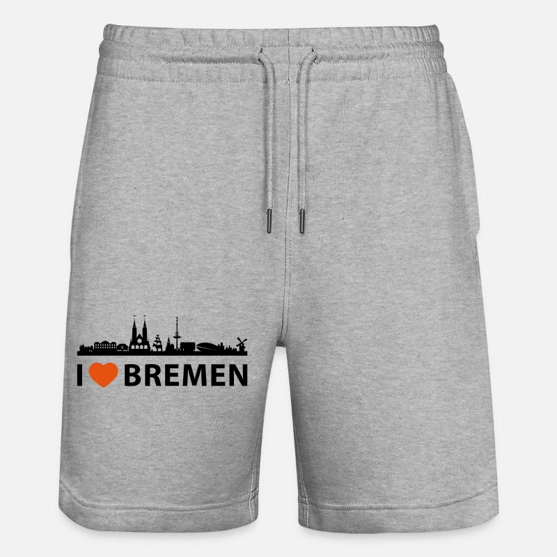 I LOVE Bremen - Stanley/Stella Unisex Bio Joggingshorts Trainer  - Grau meliert