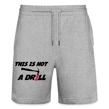 This is not a drill 🔨 - Stanley/Stella Trainer Unisex Organic Jogging Shorts - heather grey - Front - Nik (191cm) & Marisol (170cm)
