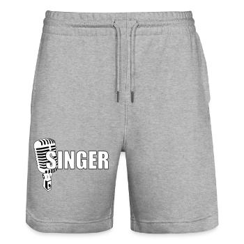 Singer - Music - Stanley/Stella Trainer Unisex Organic Jogging Shorts - heather grey - Front - Nik (191cm) & Marisol (170cm)