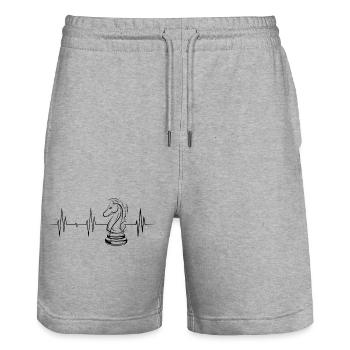 chess, horse, heartbeat, pulse, knight, chess club - Stanley/Stella Trainer Unisex Organic Jogging Shorts - heather grey - Front - Nik (191cm) & Marisol (170cm)