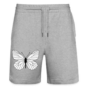 Schmetterling weiss - Stanley/Stella Unisex Bio Joggingshorts Trainer  - Grau meliert - Vorne - Nik (191cm) & Marisol (170cm)