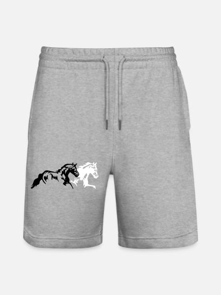 horses stallion mare foal - Stanley/Stella Trainer Unisex Organic Jogging Shorts - heather grey