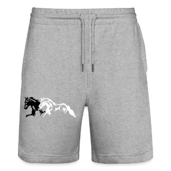 Horses stallion - mare - foal - Stanley/Stella Trainer Unisex Organic Jogging Shorts - heather grey - Front - Nik (191cm) & Marisol (170cm)