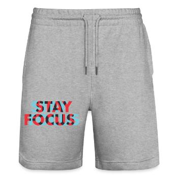 Stay Focused Geometric Duo - Stanley/Stella Trainer Unisex Organic Jogging Shorts - heather grey - Front - Nik (191cm) & Marisol (170cm)