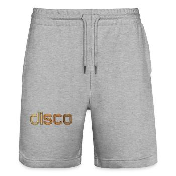 Disco Neon Linienlogo - Stanley/Stella Unisex Bio Joggingshorts Trainer  - Grau meliert - Vorne - Nik (191cm) & Marisol (170cm)