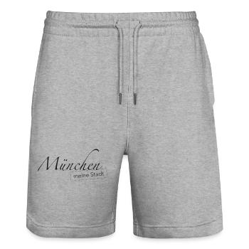 München meine Stadt - Stanley/Stella Unisex Bio Joggingshorts Trainer  - Grau meliert - Vorne - Nik (191cm) & Marisol (170cm)