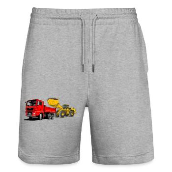 Chantier, camion, chargeuse sur pneus - Short de jogging bio TRAINER Stanley/Stella unisexe - gris chiné - Devant - Nik (191cm) & Marisol (170cm)