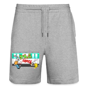 Tag Family - Stanley/Stella Trainer Unisex Organic Jogging Shorts - heather grey - Front - Nik (191cm) & Marisol (170cm)